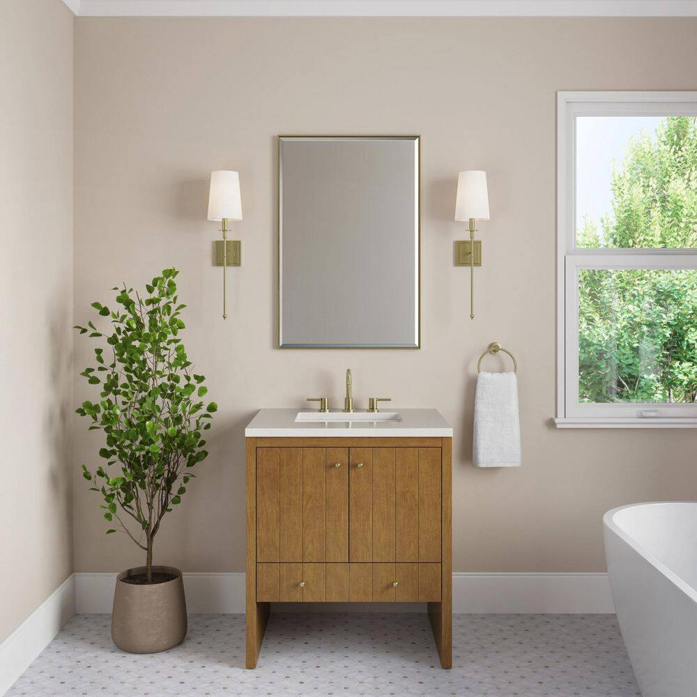 Hudson 30.0 in. Single Bath Vanity in Honey Oak with White Zeus Quartz Top price history on PriceWatchPro