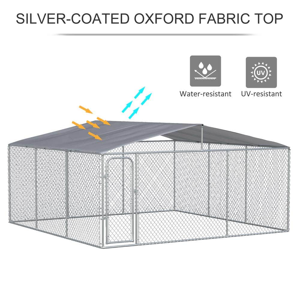Large Outdoor Galvanized Steel Dog Kennel with Roof