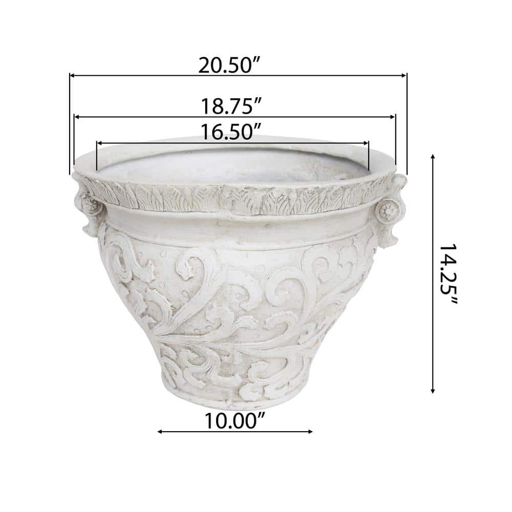 Antique White Lightweight Concrete Grecian Garden Urn Planter