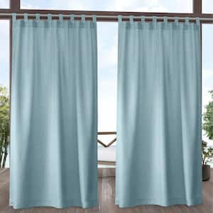 Biscayne Pool Blue Solid Light Filtering Hook-and-Loop Tab Indoor/Outdoor Curtain, 54 in. W x 96 in. L (Set of 2)
