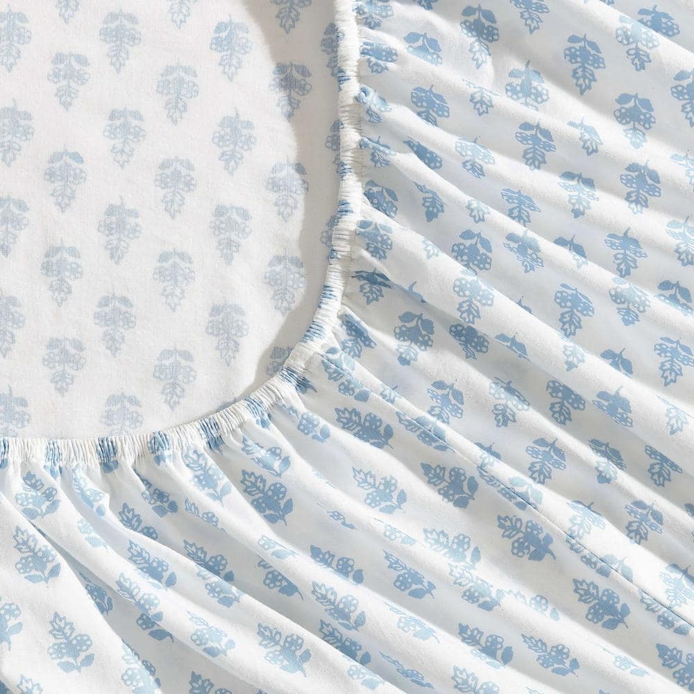 Laura Ashley Blue Cotton Percale Twin Sheet Set