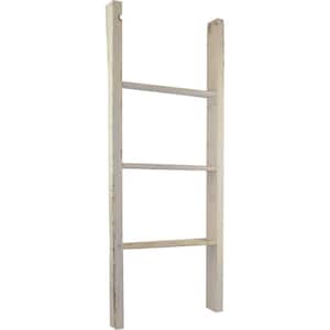 19 in. x 48 in. x 3 1/2 in. Barnwood Decor Collection Chalk Dust White Vintage Farmhouse 3-Rung Ladder