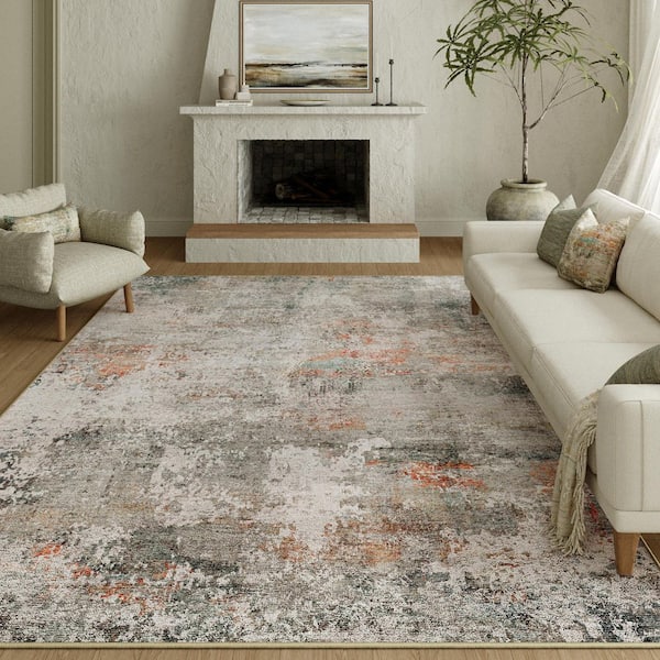 Roman Holiday Multicolor 9 ft. x 12 ft. Washable Modern Abstract Area Rug