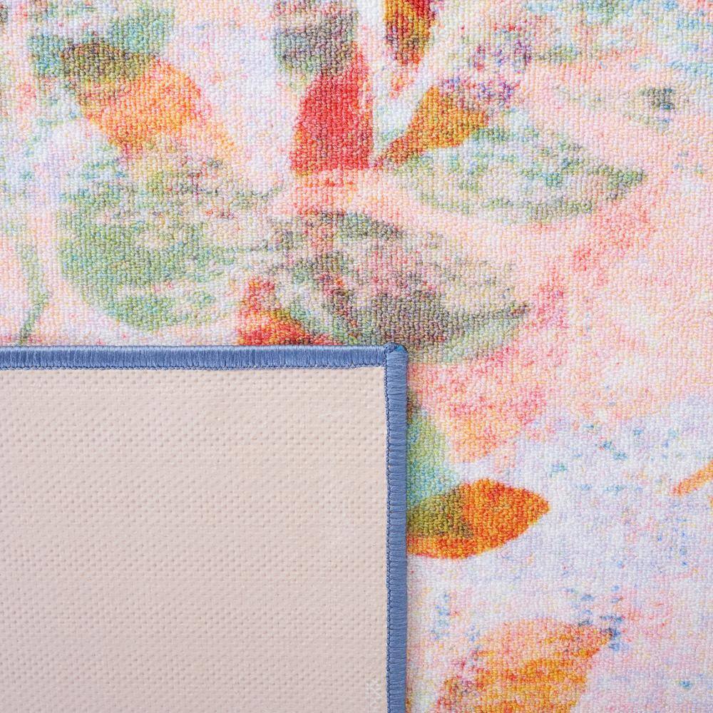 Blush Pink and Green Abstract Synthetic 9' x 12' Area Rug