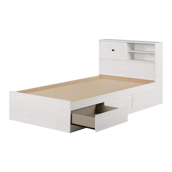South Shore Hazen White Particle Board Frame Twin Panel Bed with Headboard