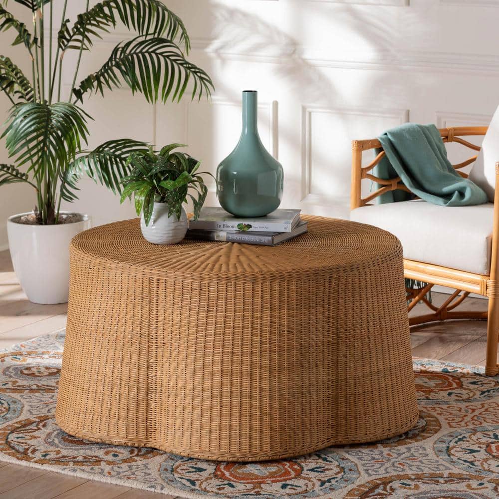 Palm Honey Round Handwoven Rattan Coffee Table