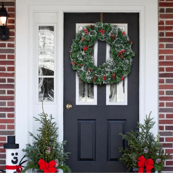 pre lighted christmas wreaths garland