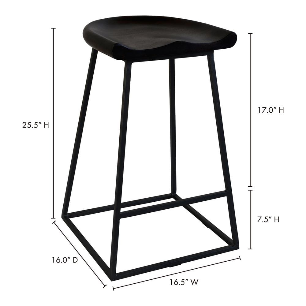 Jackman 25.5" Brown Acacia Wood and Steel Modern Counter Stool