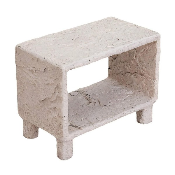 BANSA ROSE 23 in. W x 18 in. H Beige Rectangular Magnesium Oxide Outdoor Side Table