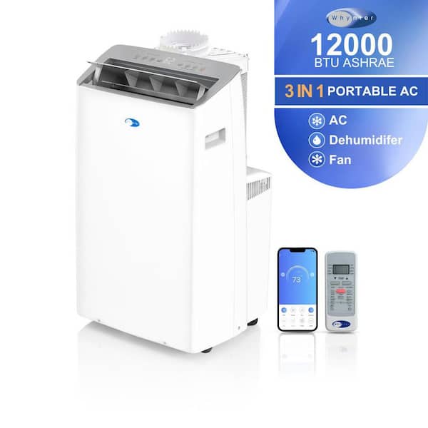 Nex 10,000 (DOE) BTU Inverter Portable Air Conditioner Cools 500 sq. ft. with Dehumidifier, and Wifi Enabled in White