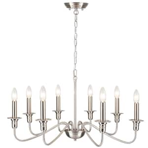 Harri 8 - Light Brushed Nickel Classic/Traditional Chandelier for Living Room, Kitchen Island with No Bulbs Included