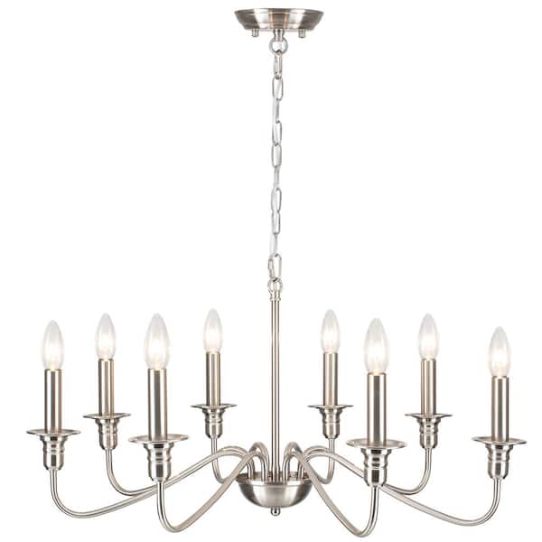 LWYTJO Harri 8 - Light Brushed Nickel Classic/Traditional Chandelier for Living Room, Kitchen Island with No Bulbs Included