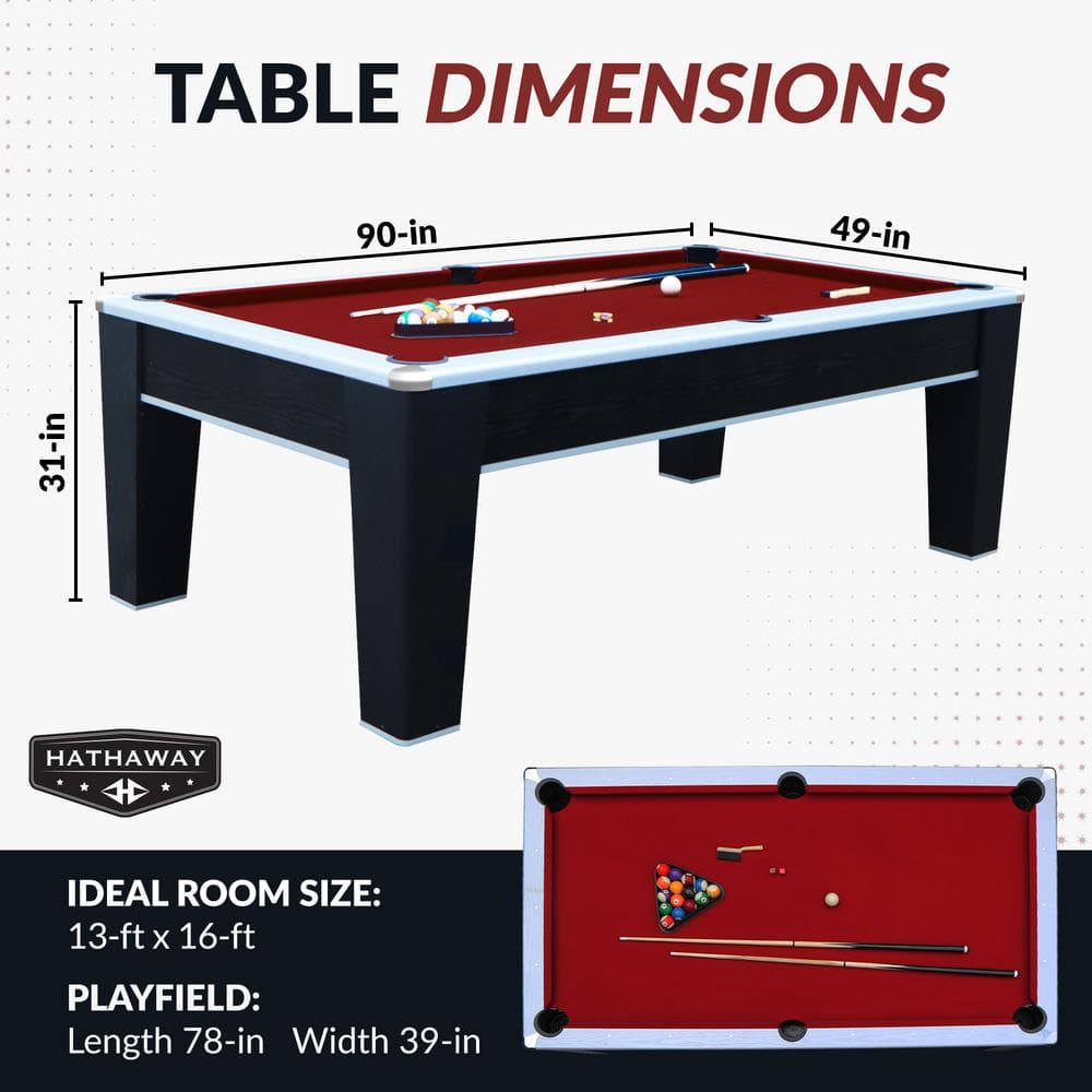 Mirage 7.5 ft Black and Red Pool Table with Chrome Accents