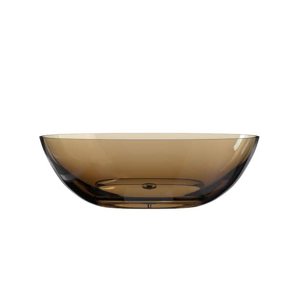 Verna 71 in. x 35 in. Stone Resin Freestanding Soaking Bathtub in Transparent Sepia