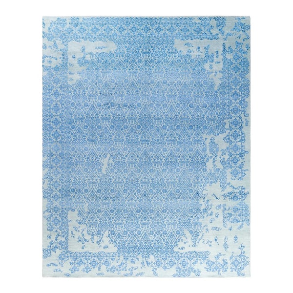 Ikat 8 ft. x 10 ft. Purple Abstract Silk Indoor Area Rug