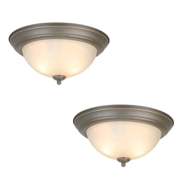 Commercial Electric Display 2-Light Oil-Rubbed Bronze Flushmount (2-Pack)
