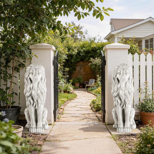 Glitzhome Set of 2-36.25 in. H Oversized MGO White Guardian