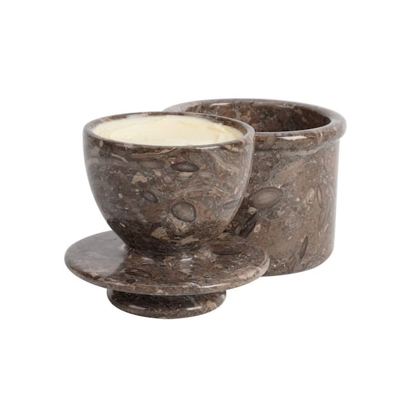 4 oz. Brown Marble Butter Dishes Keeper for Kitchen Counter, Handmade Butter Crock with Water Seal