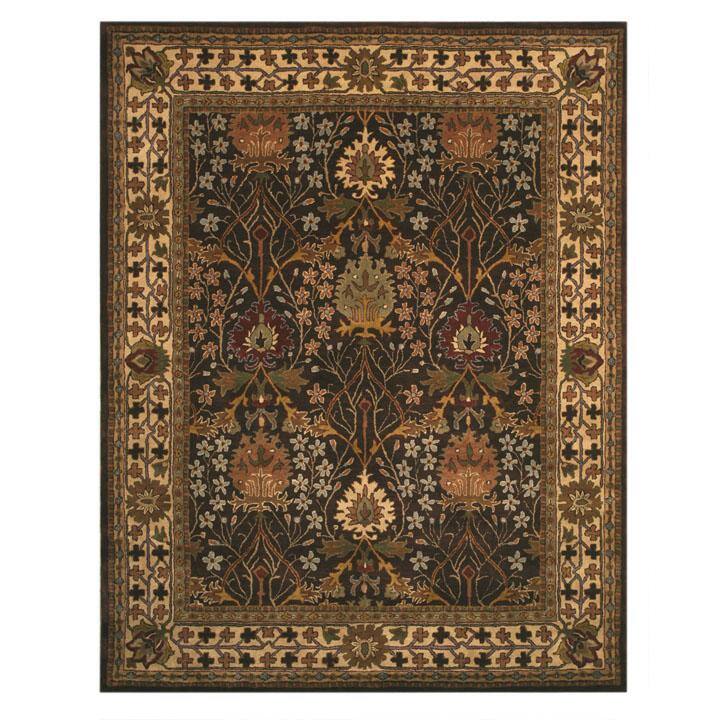 Hand-Tufted Brown Wool Traditional Oriental Rug