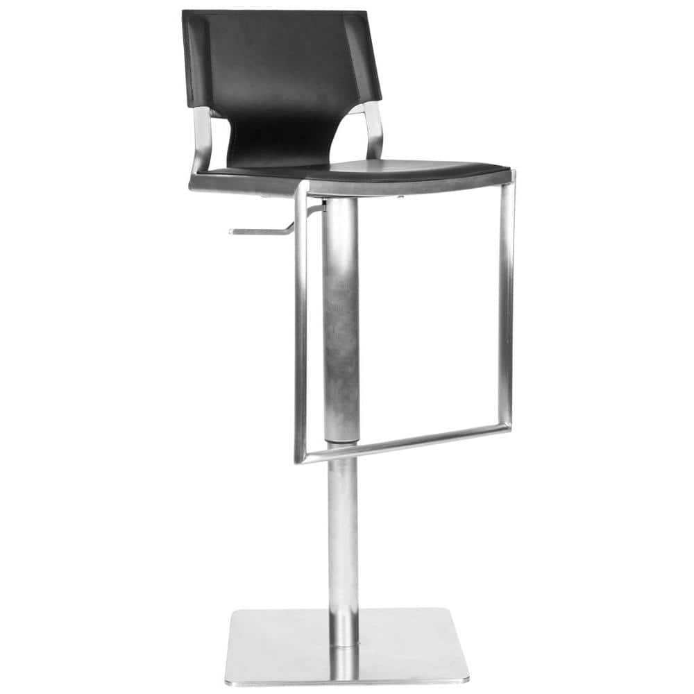 Armondo Black Leather Adjustable Swivel Bar Stool