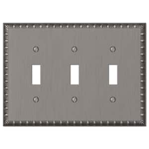 Antiquity 3 Gang Toggle Metal Wall Plate - Antique Nickel