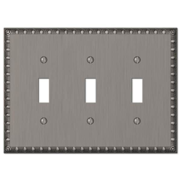 AMERELLE Antiquity 3 Gang Toggle Metal Wall Plate - Antique Nickel