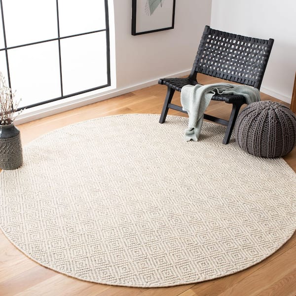 Natura 10 ft. x 10 ft. Ivory/Light Gray Geometric Round Rug