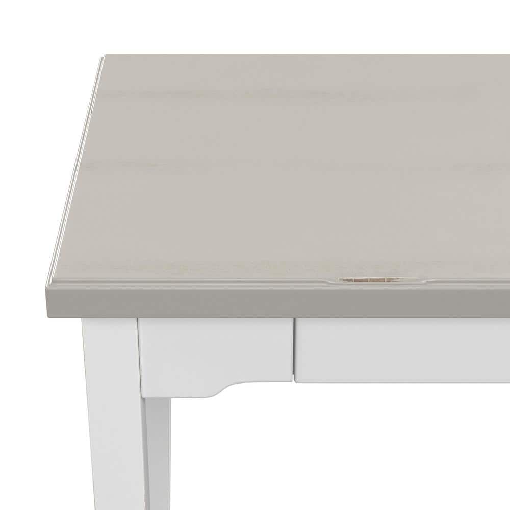 White Wood Writing Desk with Single Drawer, Farmhouse Style