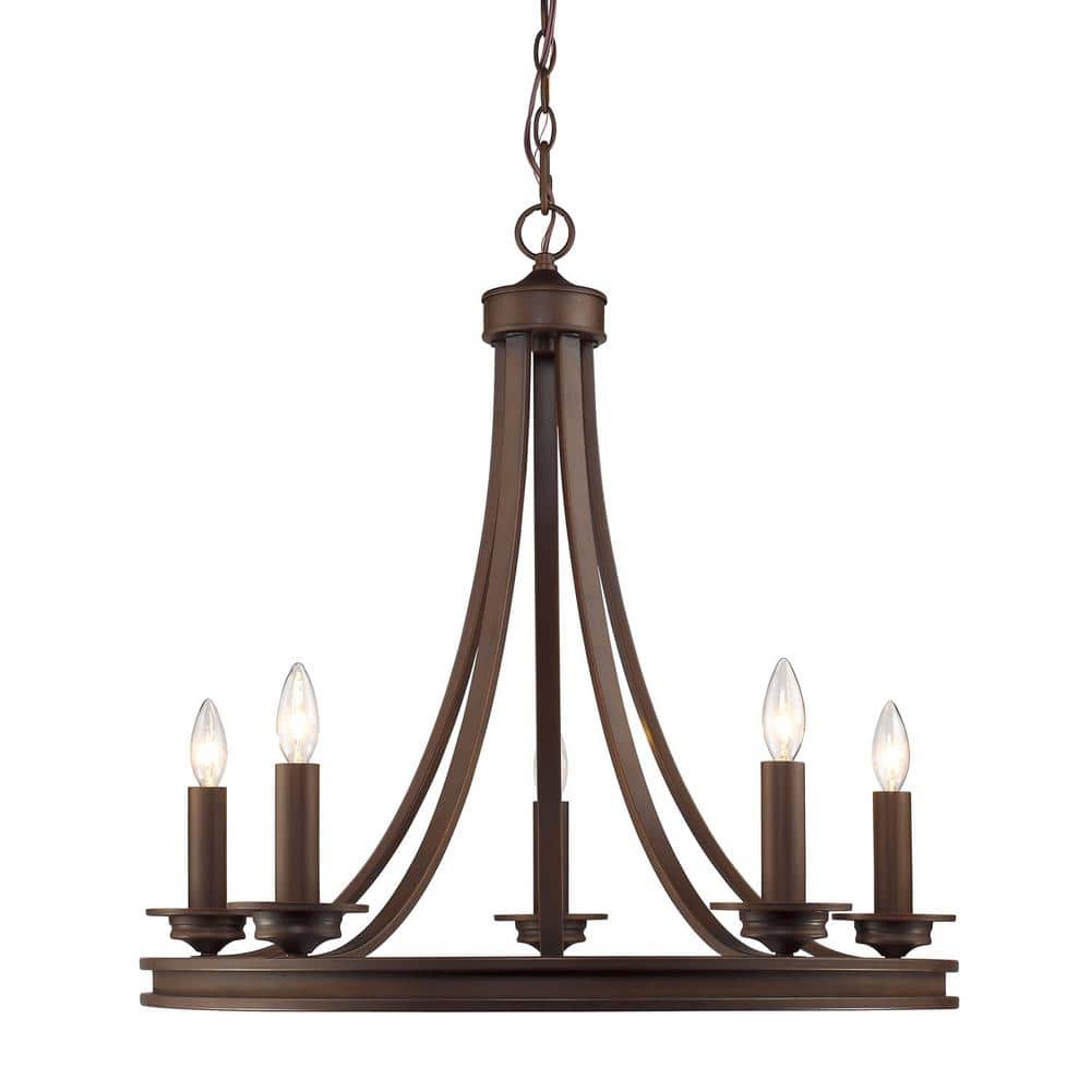 Rubbed Bronze Transitional 5-Light Candelabra Chandelier