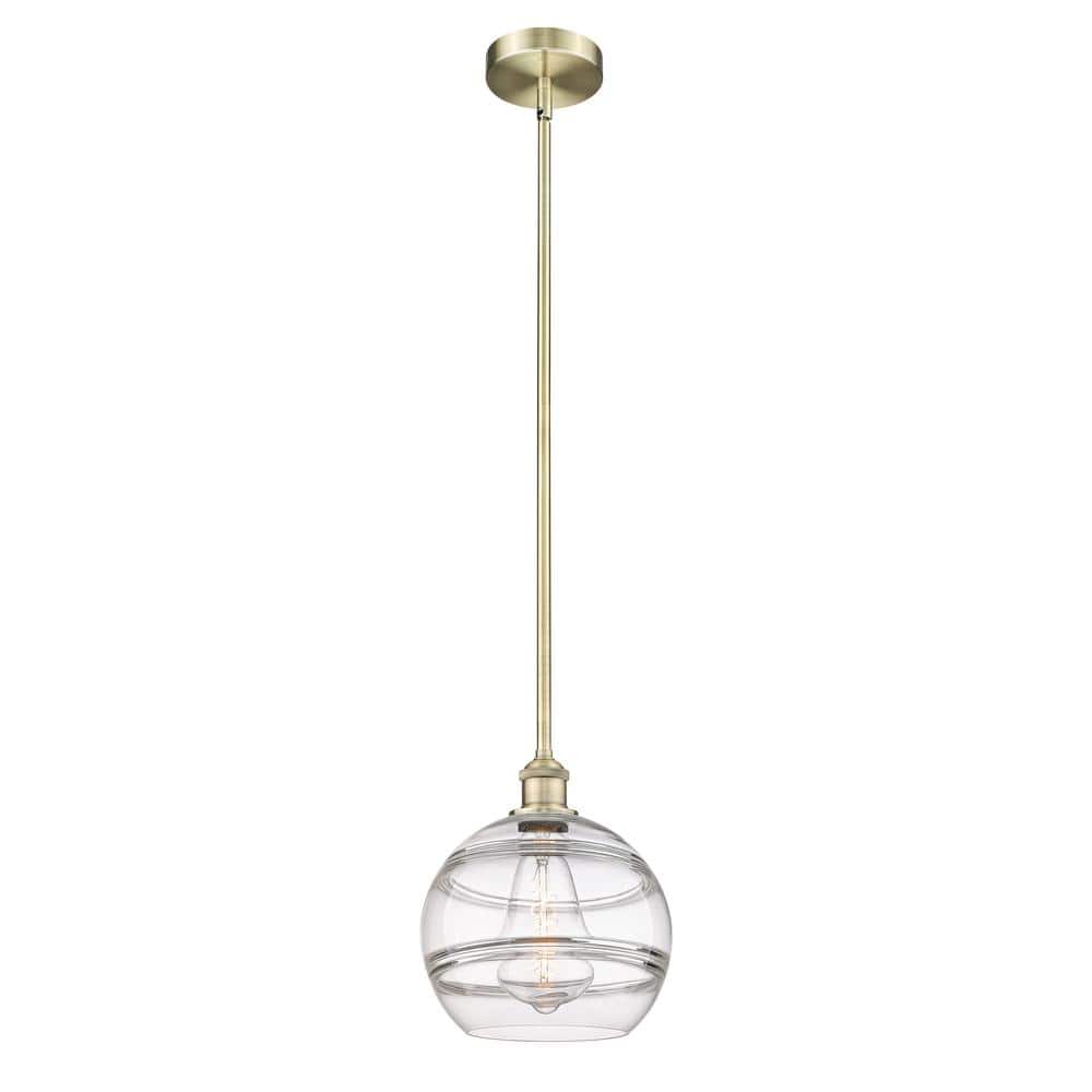 Rochester 100-Watt 1-Light Antique Brass Standard Mini Pendant Light with Clear Glass Shade, No Bulbs Included price history on PriceWatchPro