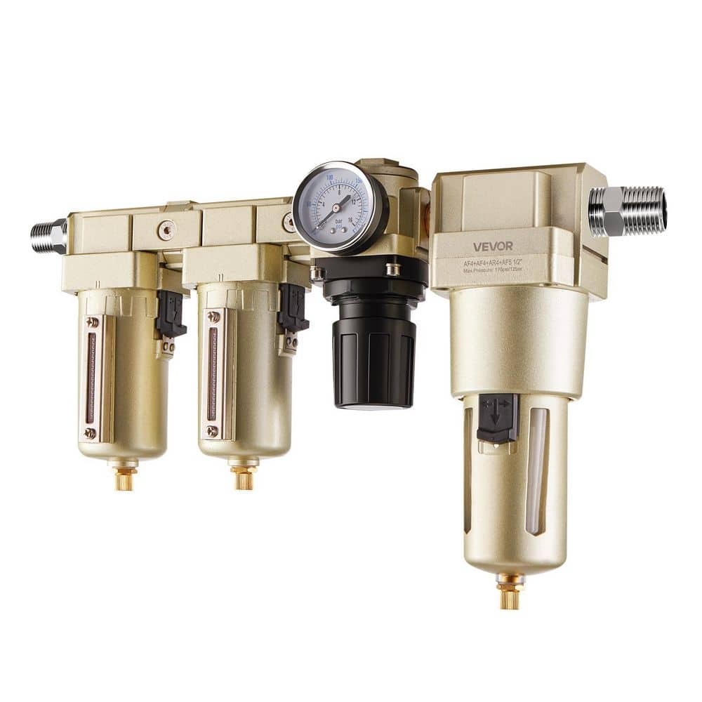 1/2 in. Air Compressor Filter Regulator Combo, 2-Stage 5μm & 0.3μm Filtration, 25μm Pre-Filter & Oil-Water Separator price history on PriceWatchPro