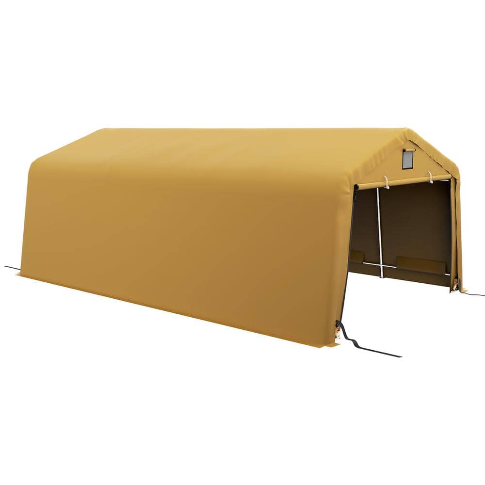 12 ft. W x 20.3 ft. D x 8 ft. H Beige Roof Alloy Steel Carport