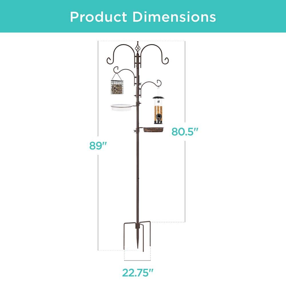 Bronze 91in Multi-Feeder Bird Feeding Station with Suet and Tube Feeders