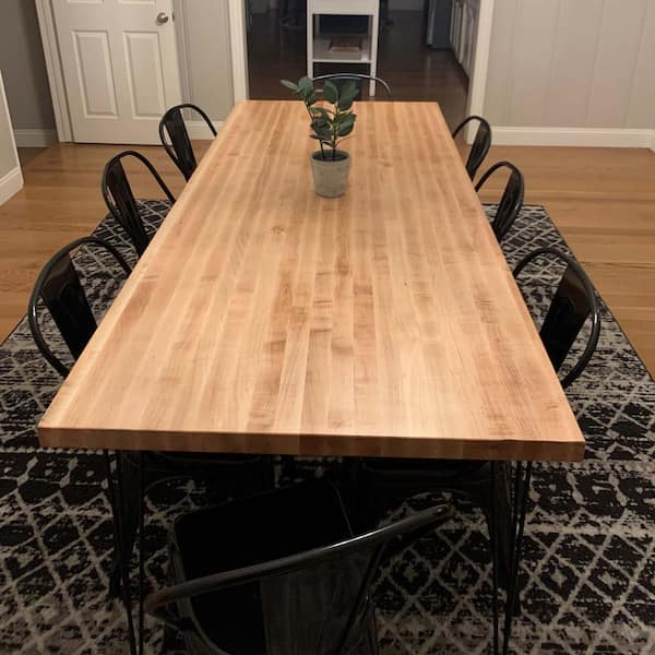 10 ft. L x 30 in. D x 1.5 in. T Finished Maple Solid Wood Butcher Block Countertop with Square Edge