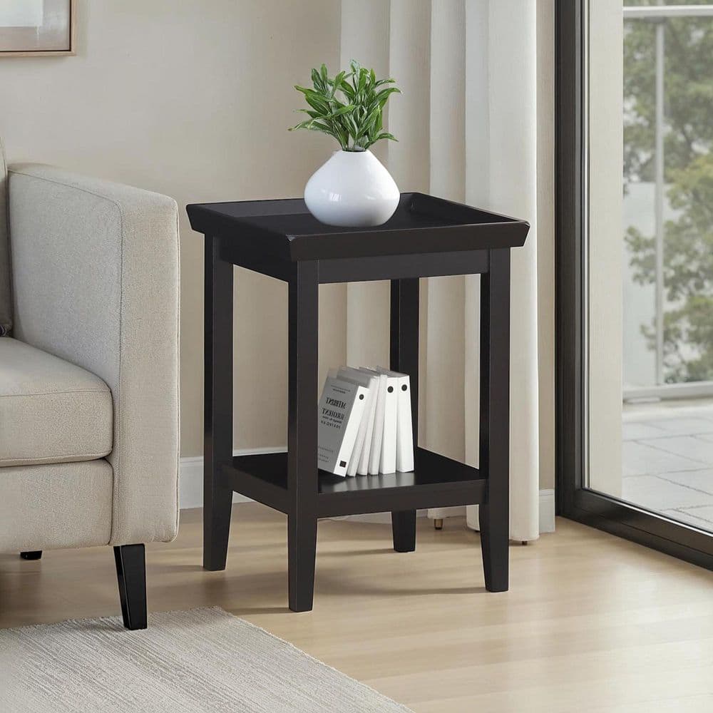 Ledgewood 18 in. Black 26 in. Square Wood End Table with Shelf price history on PriceWatchPro