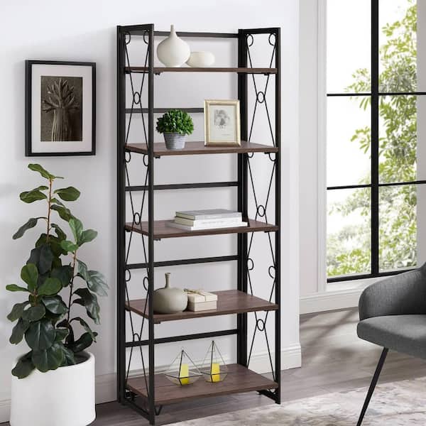 VECELO 3-Tier Bookcase with Storage Shelves, Industrial Style Wooden  Bookshelf Storage Organizer Display Rack, Antique Brown 