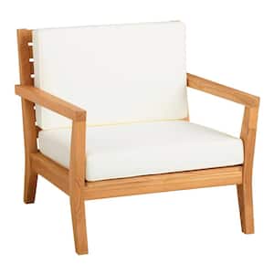 Callahan Teak Outdoor Arm Chair with Beige Cushions