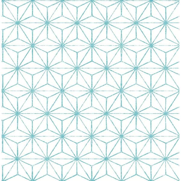 A-Street Prints Orion Turquoise Geometric Turquoise Wallpaper Sample