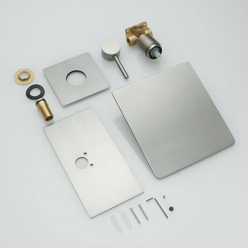 Brushed Nickel Wall-Mount Waterfall Bathroom Faucet
