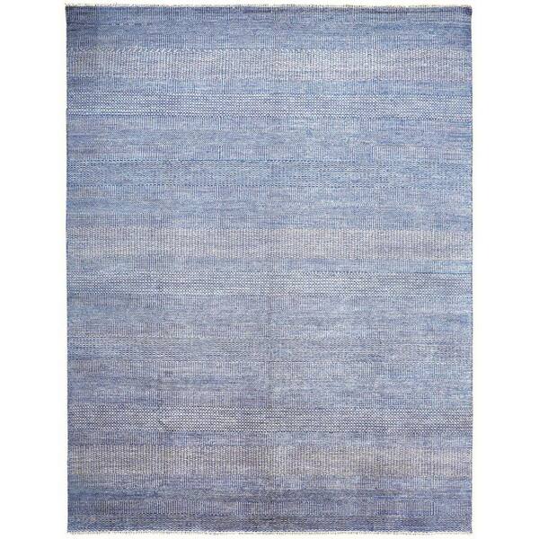 HomeRoots 2 ft. x 8 ft. Blue, Silver Striped Area Rug