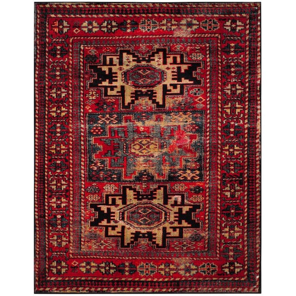Vintage Hamadan 11 ft. x 15 ft. Red/Multi Medallion Border Area Rug