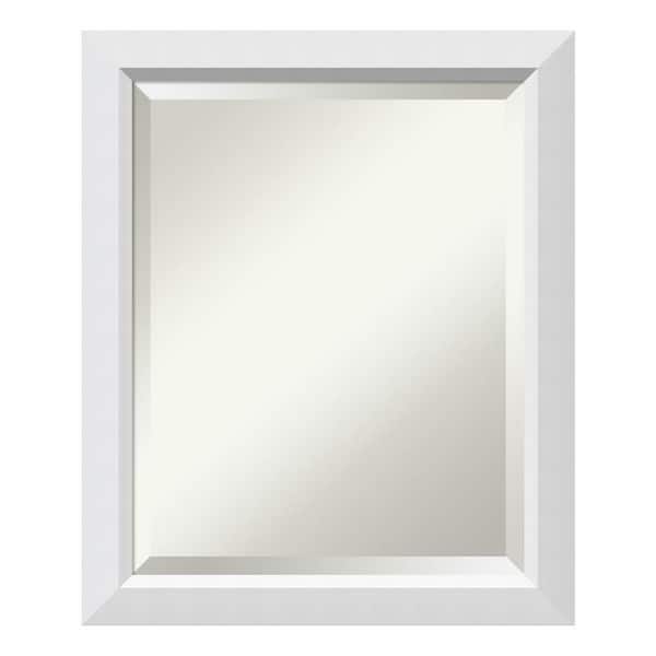 Amanti Art Blanco White 19.5 in. x 23.5 in. Beveled Rectangle Wood Framed Bathroom Wall Mirror in White