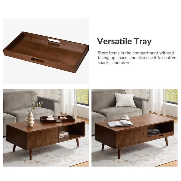 JAYDEN CREATION Seina Walnut 47.25 in. W Lift-top Rectangle