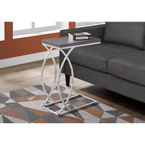 Grey End Table with Metal Base
