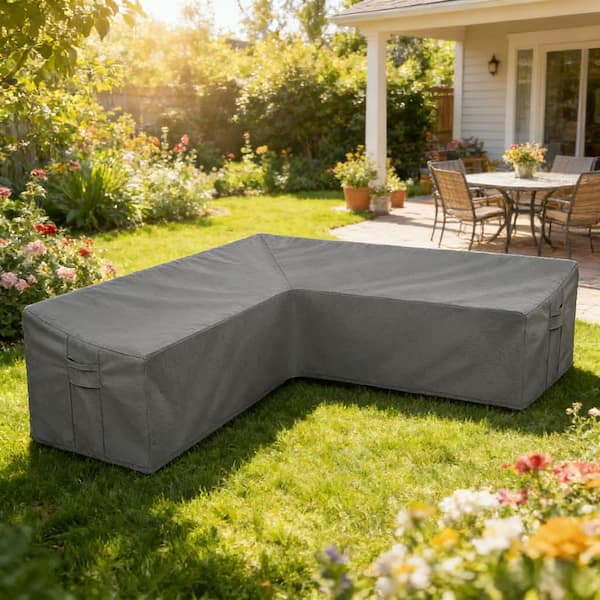 OVCRNIBI Waterproof Patio Furniture Cover-Windproof Left L-Shaped