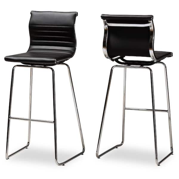 Baxton Studio Giorgio 27 in. Black Counter Stool (Set of 2)