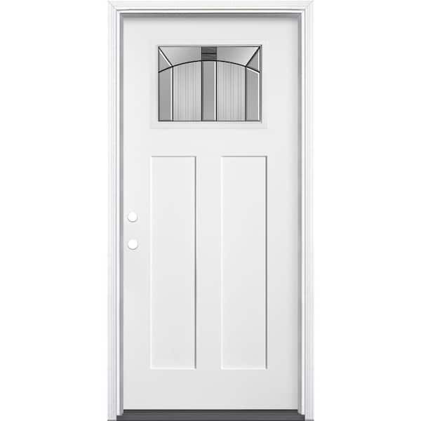 Masonite 36 in. x 80 in. Golden Gate Craftsman Right-Hand Inswing Primed Smooth Fiberglass Prehung Front Door with Brickmold