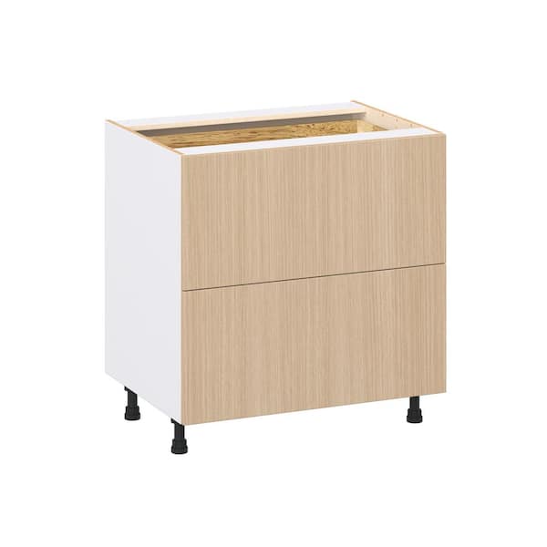 J COLLECTION Timberline 33 in. W x 24.5 in. D x 34.5 in. H Assembled Shaker Drawer Base Kitchen Cabinet in Mojavi Oak with 3-Drawers