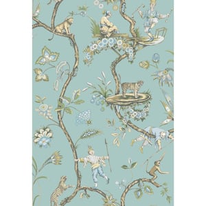 Blue Robin Egg Chinoise Exotique Self Adhesive Wallpaper