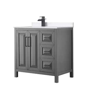 Daria 36 in. W x 22 in. D x 35.75 in. H Single Bath Vanity in Dark Gray with White Cultured Marble Top